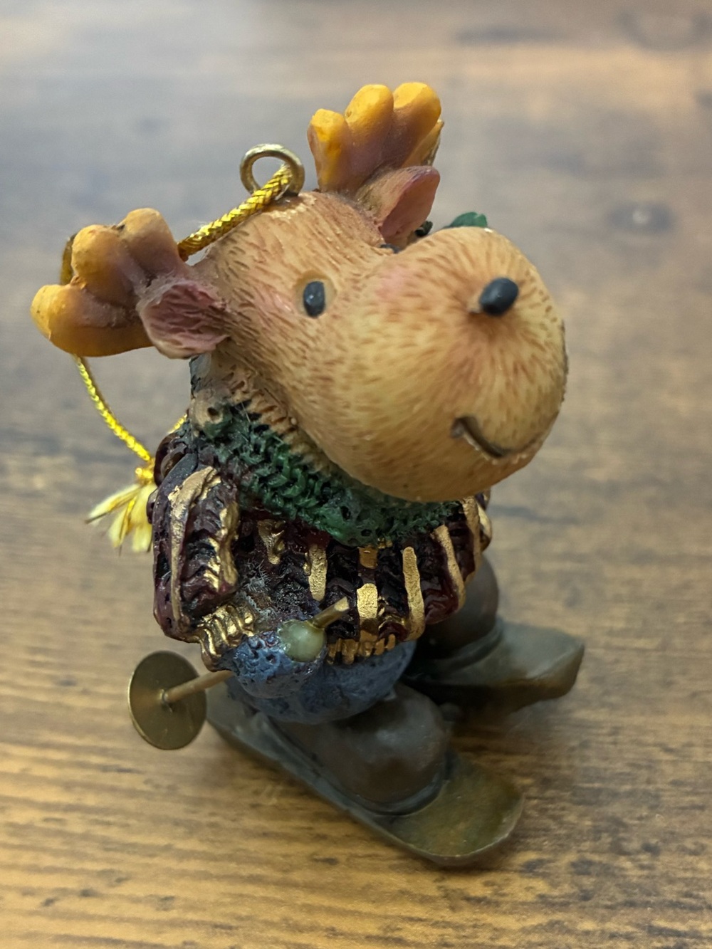 Small Skiing Moose Christmas Ornament